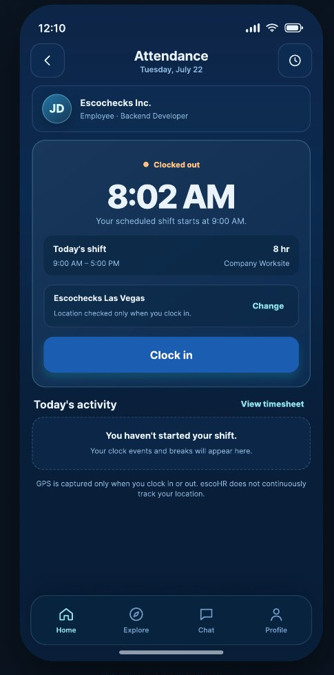 Attendance screen