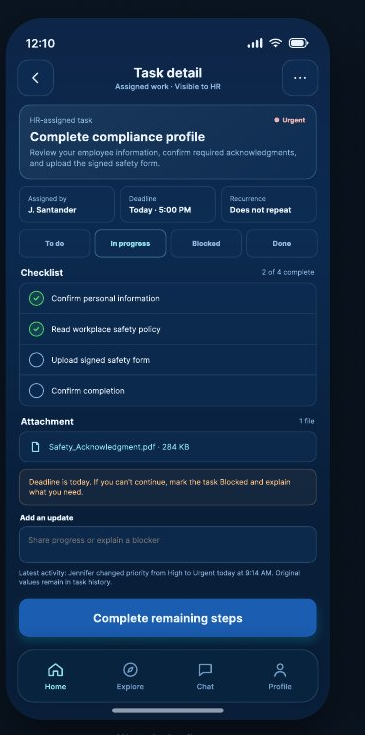 Assigned task detail